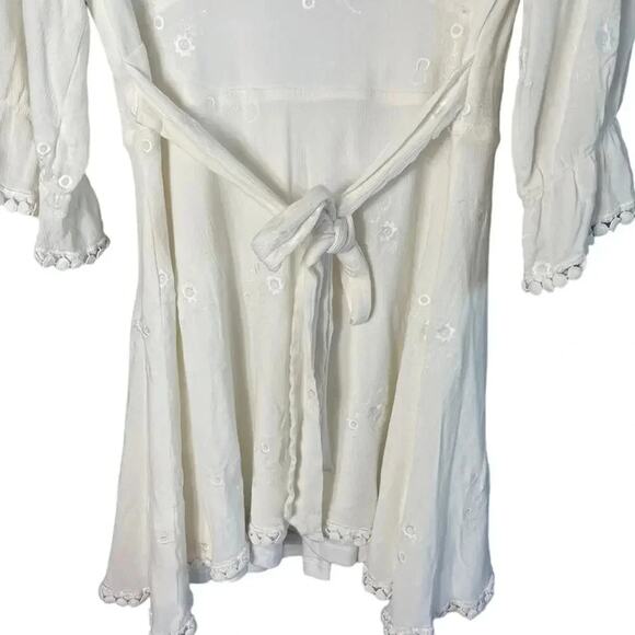Lulu’s Size Large Mini Dress In the Meadow White Embroidered Backless - Picture 6 of 9